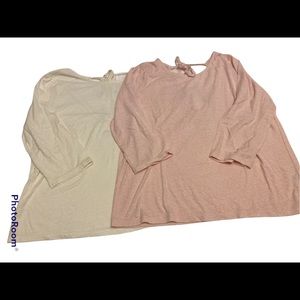 Lot of 2 Women’s J. Crew 3/4 Sleeve Back Tie Shirts Sz L